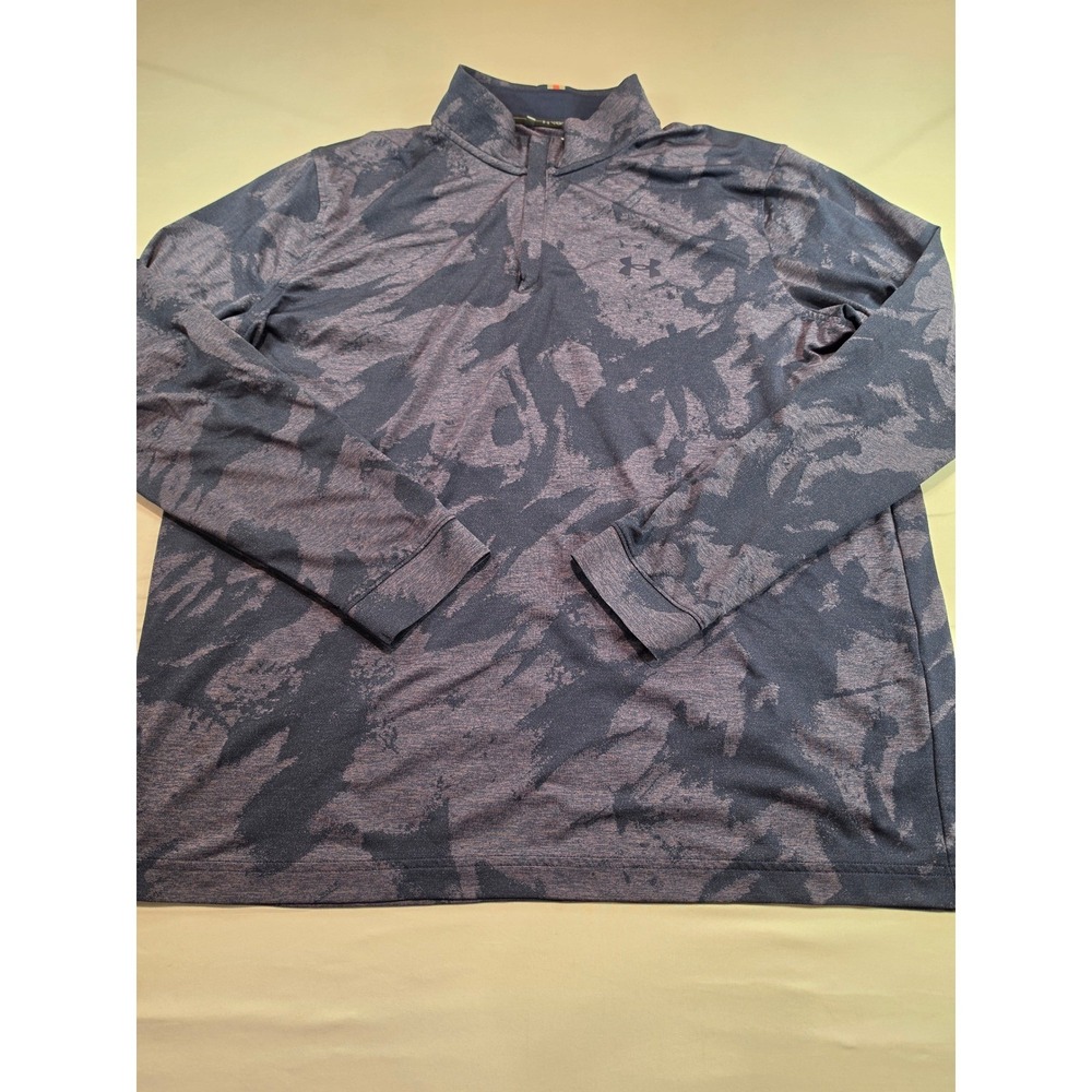 Under Armour Golf Mens XL 1/4 Zip Pullover Blue Grey Camo‎ Performance LS